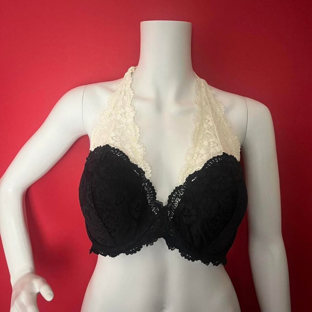 La senza / Black and white full lace halter bra